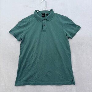 Hugo Boss Polo Shirt Mens L Green Logo Embroidered Preppy Casual
